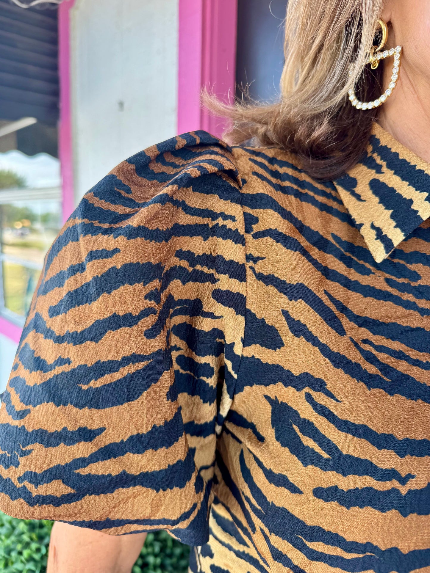 Tiger Novelty Jacquard Britt Top