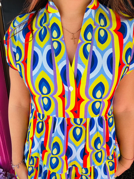 Bright Multi Color Mini Dress