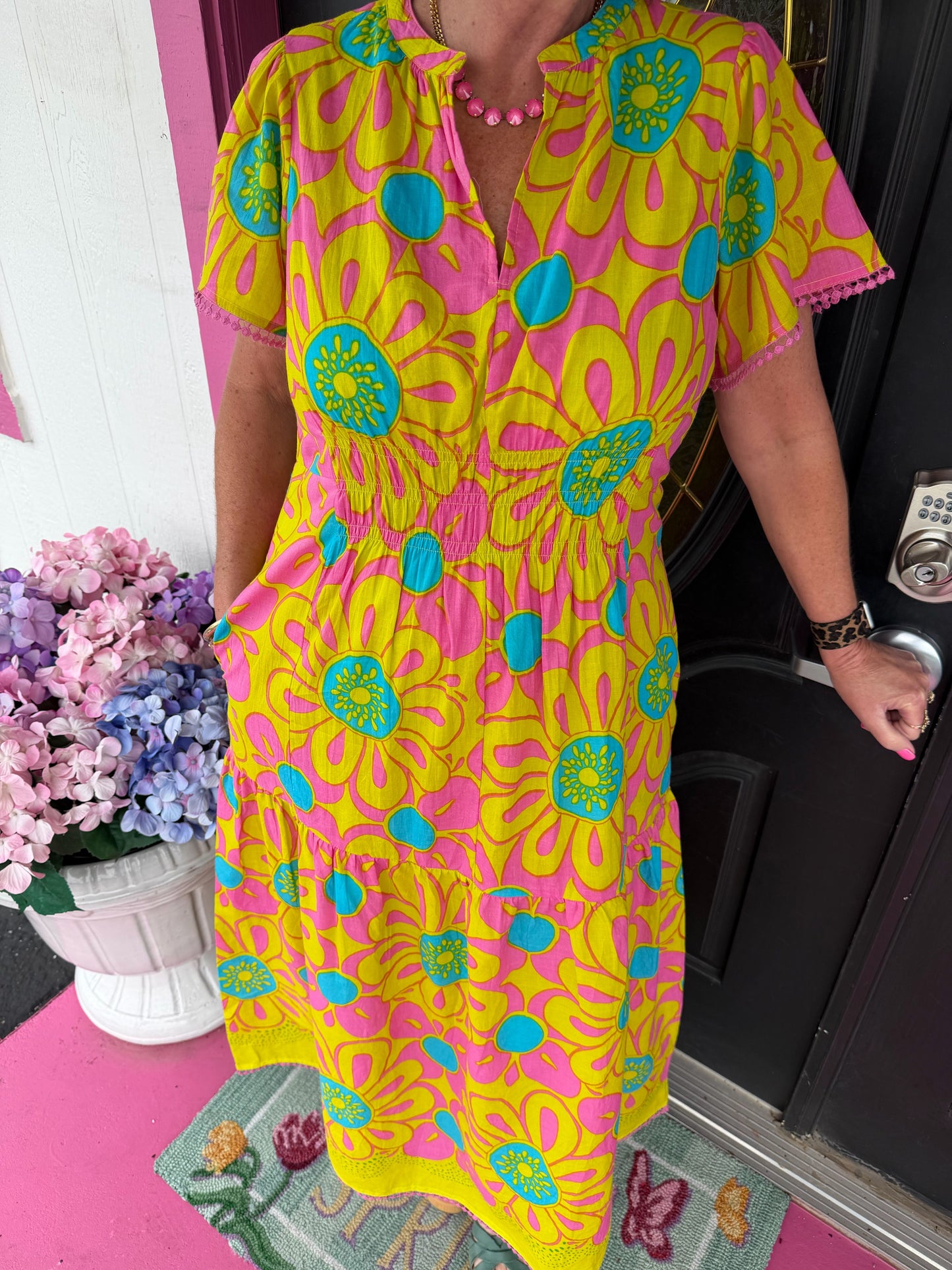 Citron Daisy Border Dress