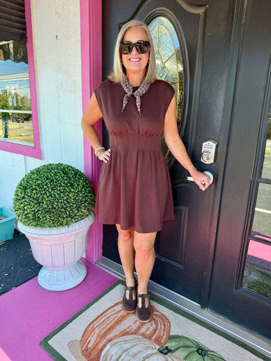 Brown Mini Scuba Dress