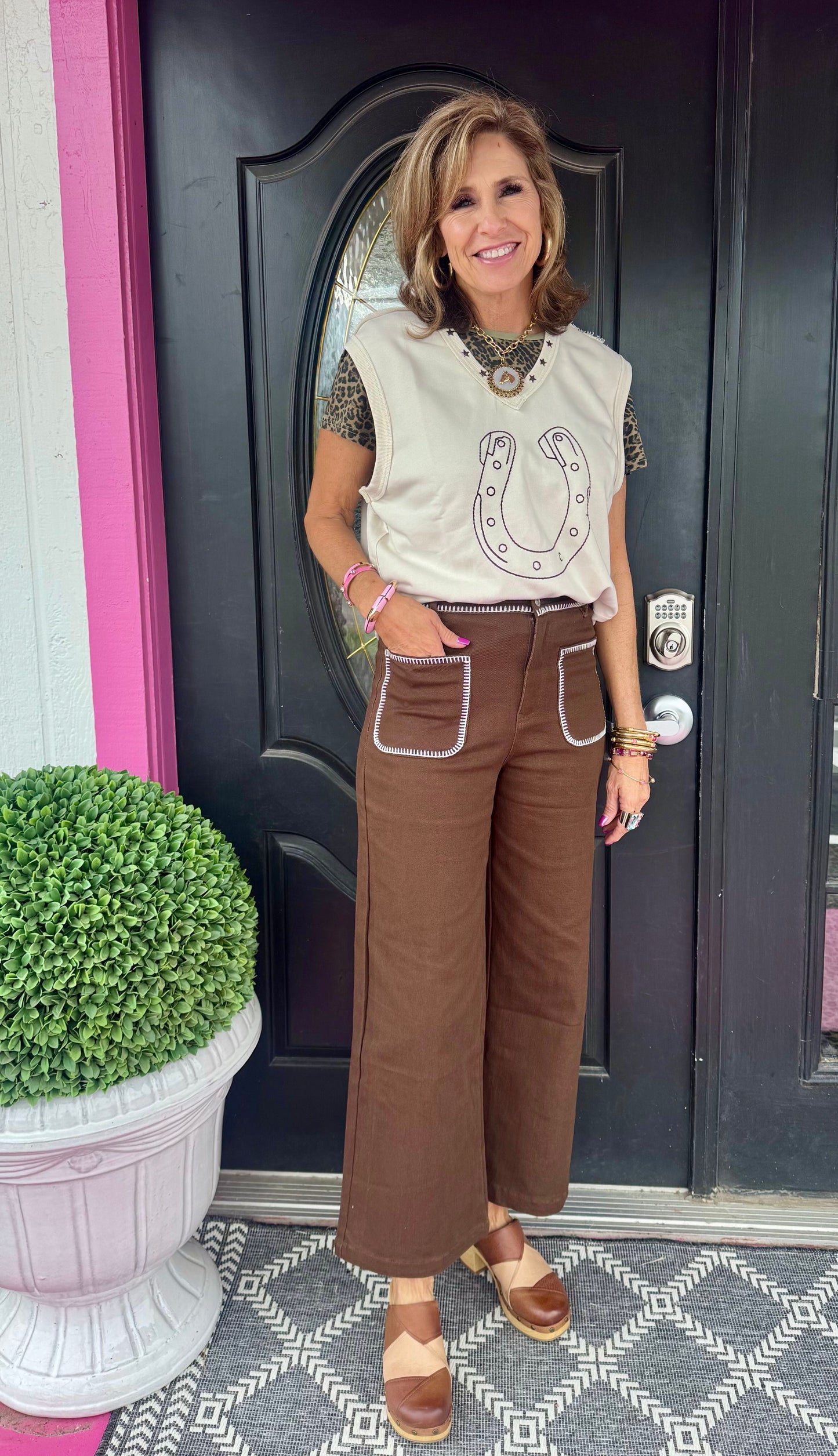 Front Pocket Pants w/Stitch