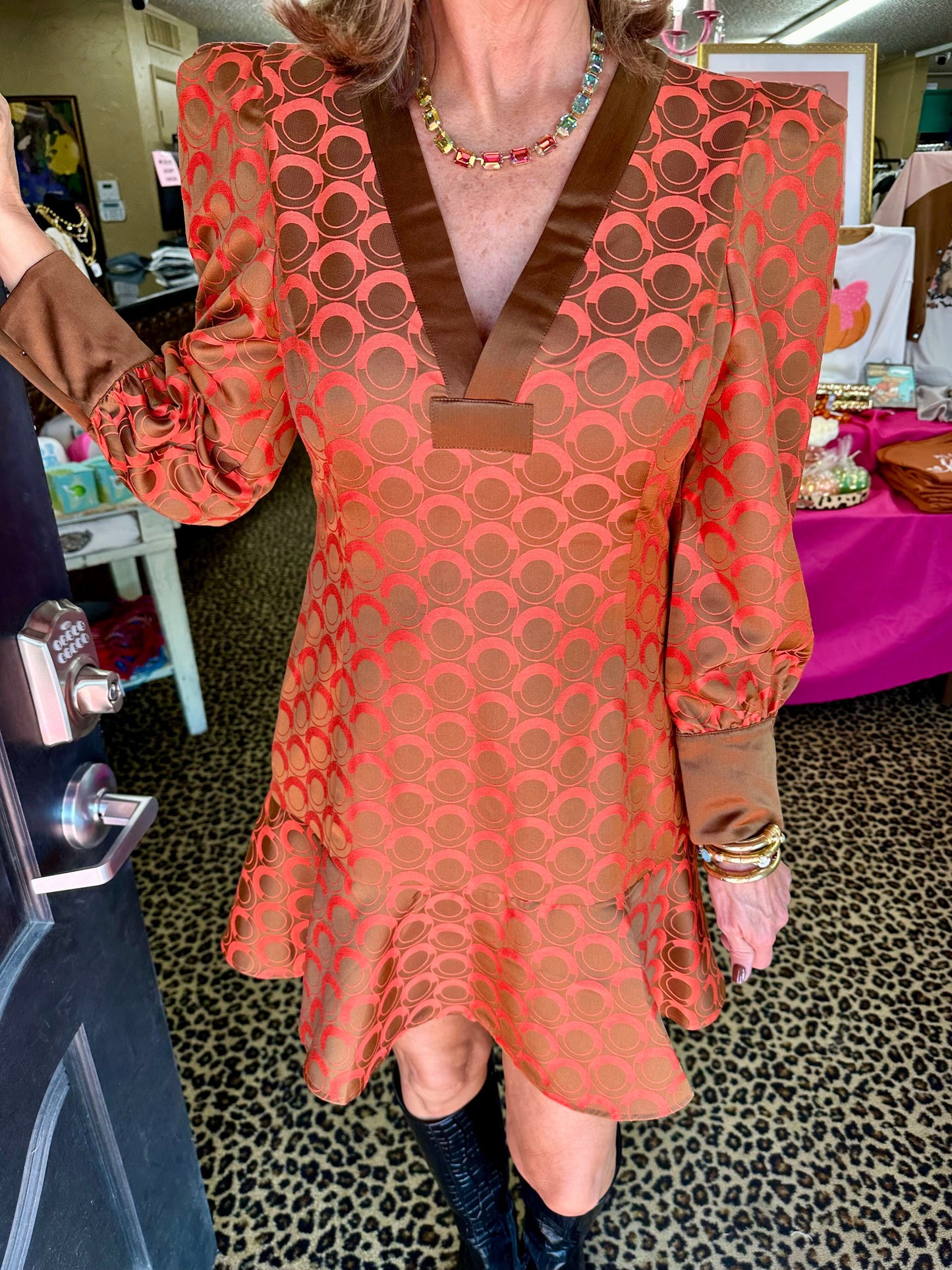 Tangerine Novelty Jenny Dress