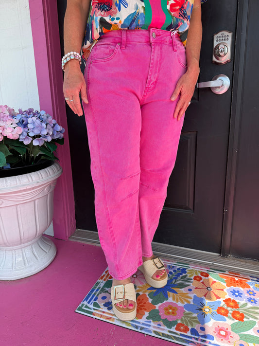 Hot Pink Barrel Pants