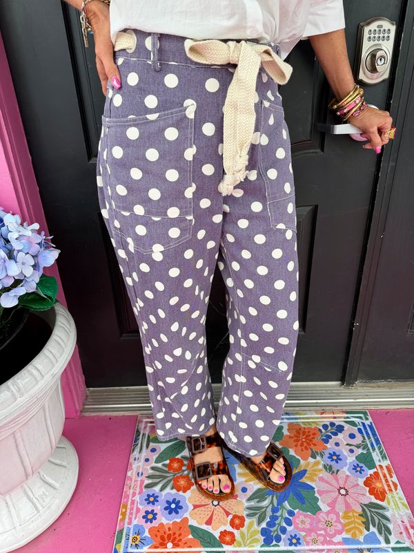 Purple Polka Dot Drawstring Pants