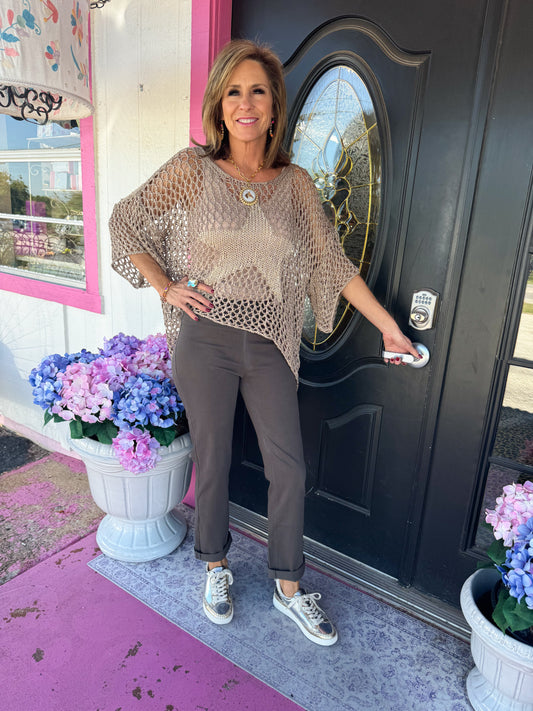 Crochet  Sweater with Gold Star - OS