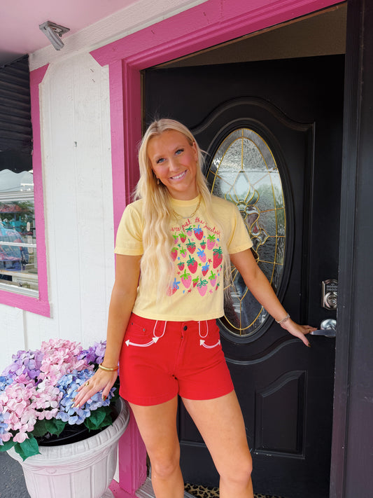 Red Shorts W/pink Accents