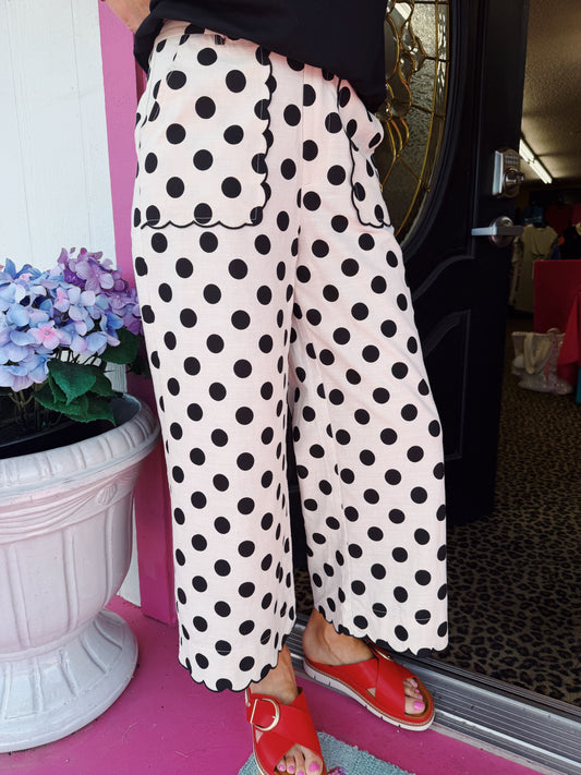 Cream and Black Polka Dot Pants