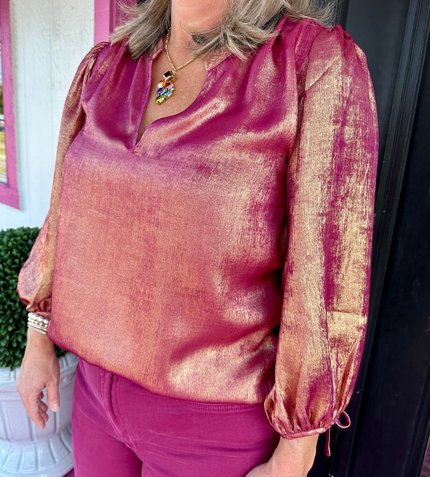 Magenta/Gold Shimmer Margot Top