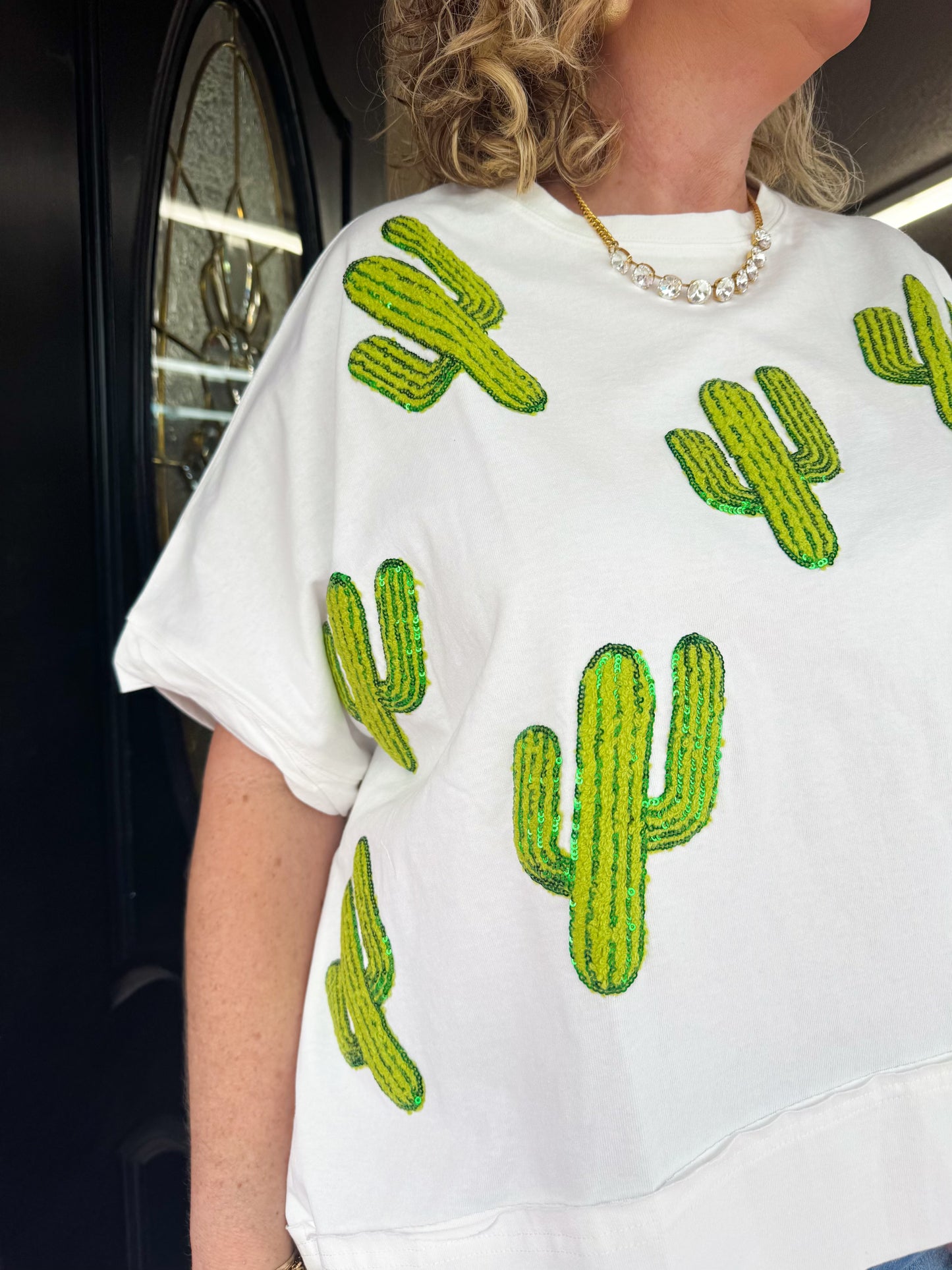 Cactus Sequin Oversized Top