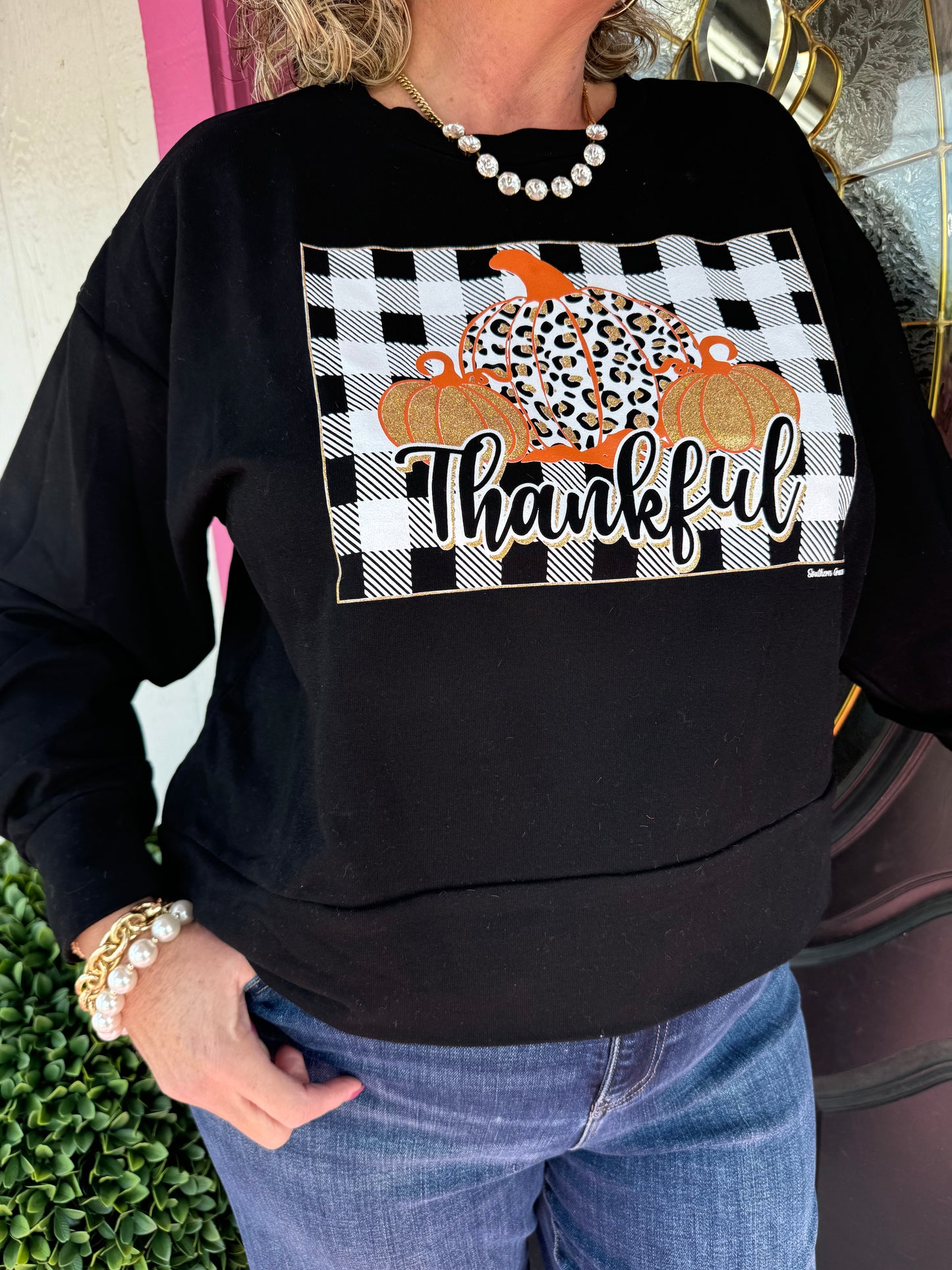 Black Thankful Crop L/S Tee