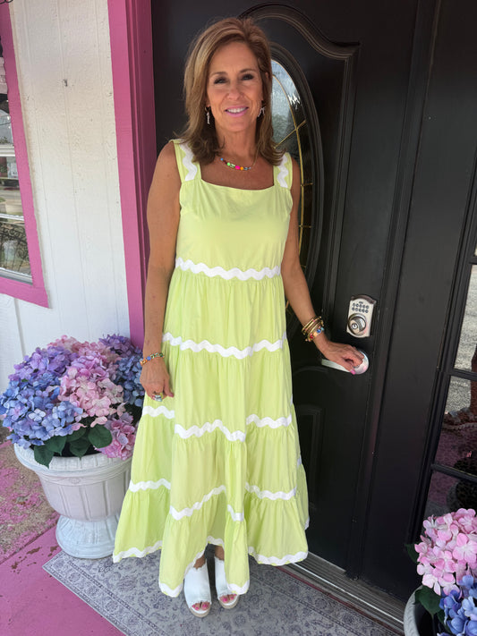 Electric Lime Ric Rac Dress