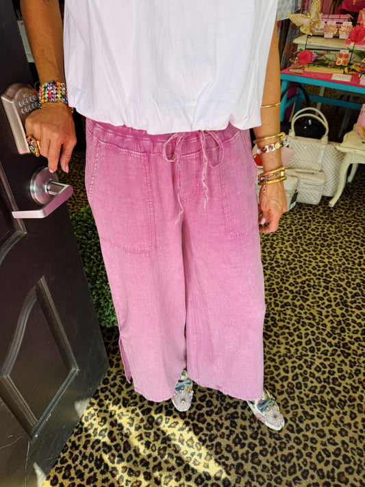 Boho Rose Linen Tie Pant