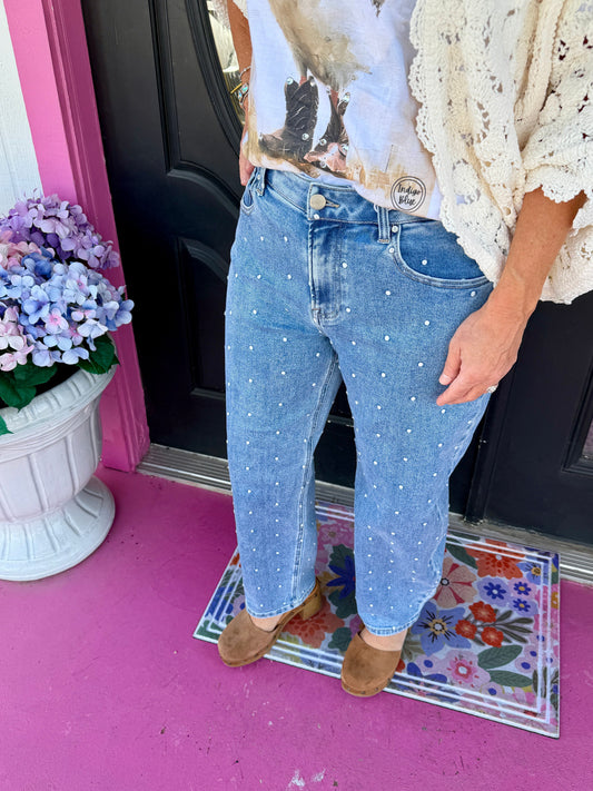 Med Barrel Polka Dot Jean