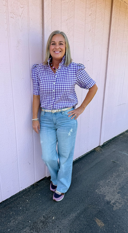 Purple Gingham Blouse