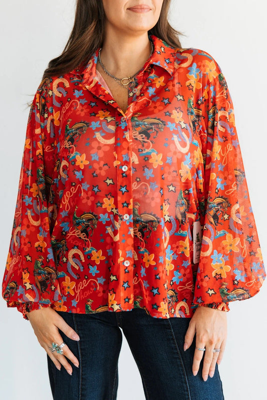 Red Horseshoe Blouse
