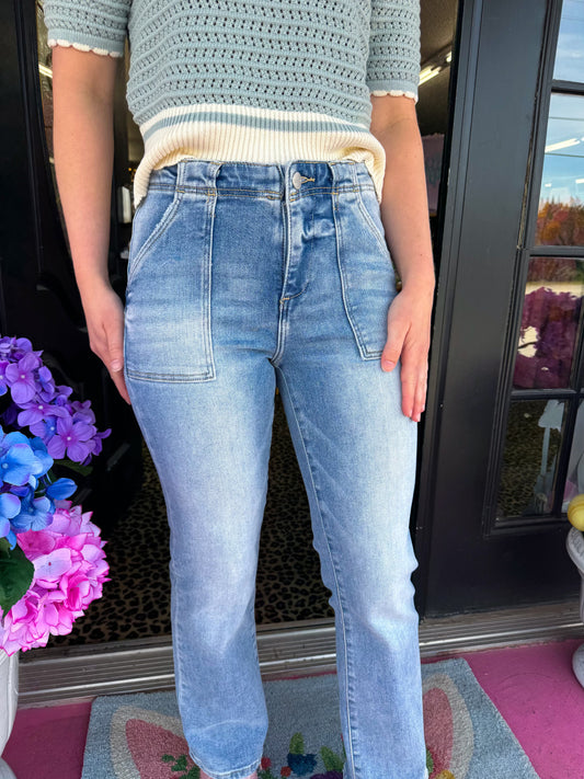 Patch Pocket Flare Jean