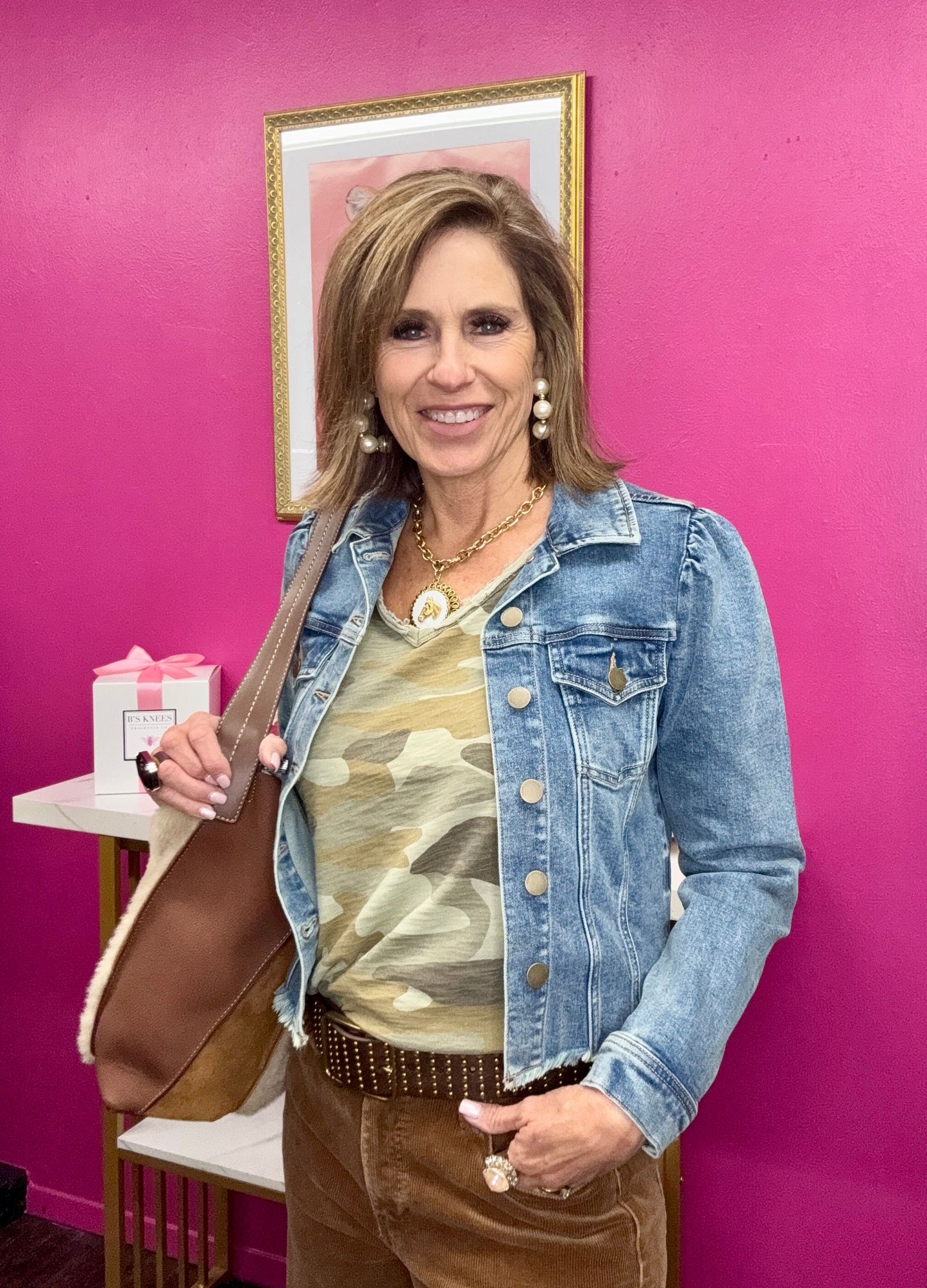 Vanya Camo V-Neck SS Top