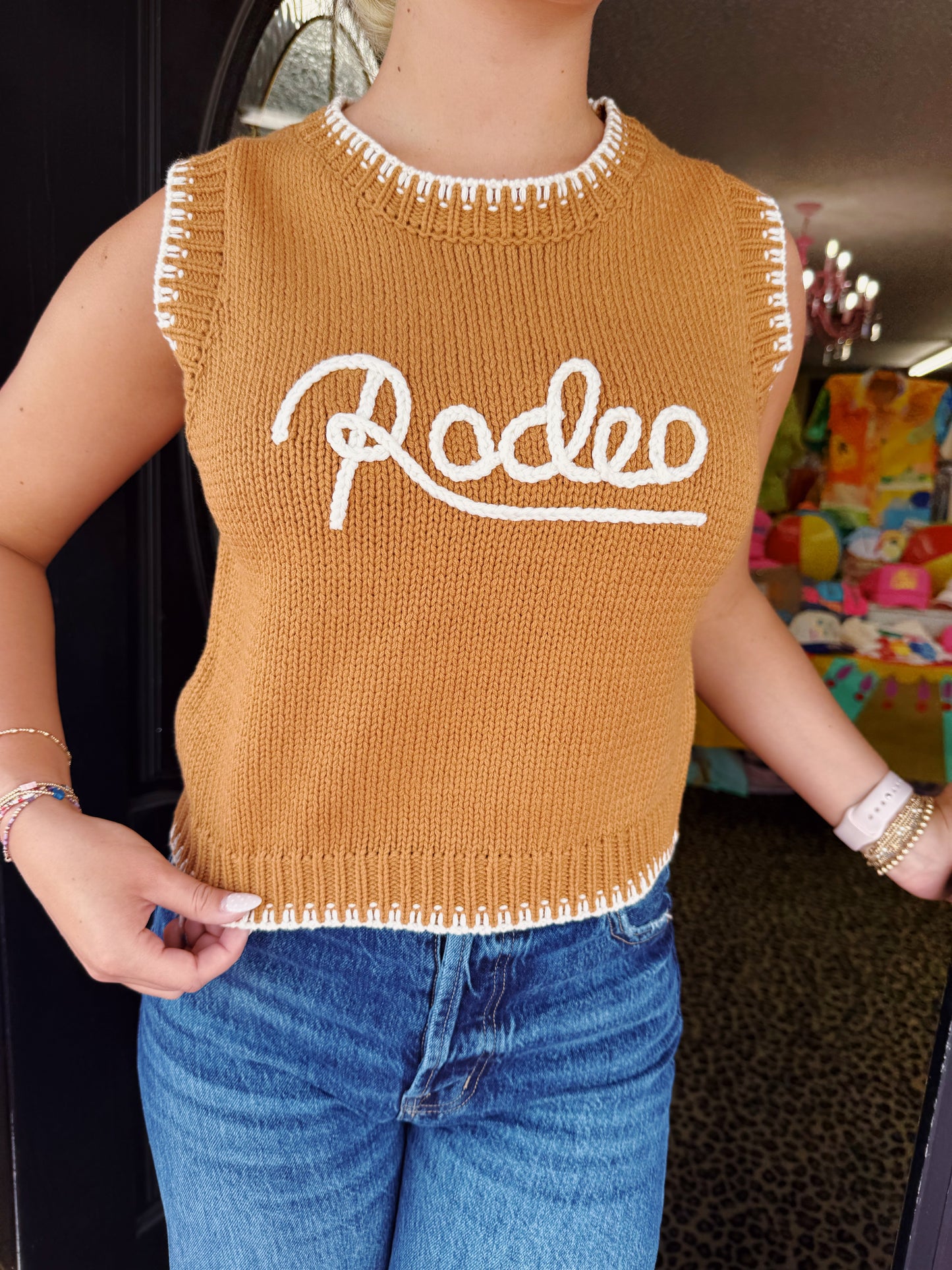 Camel Rodeo Sleeveless Sweater