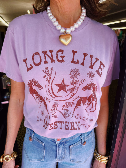 Lavender Long Live Western Tee