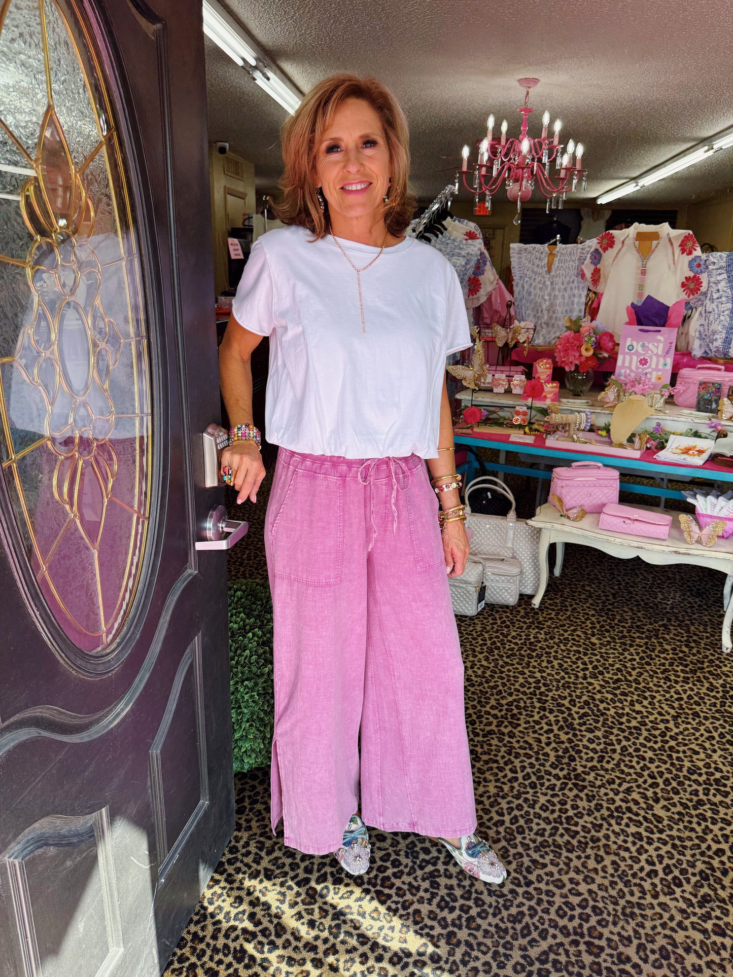 Boho Rose Linen Tie Pant