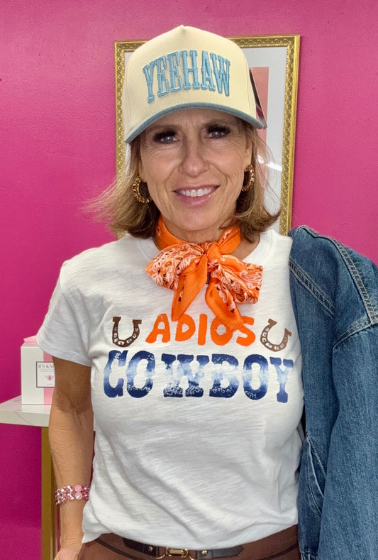 White Adios Cowboy SS Tee