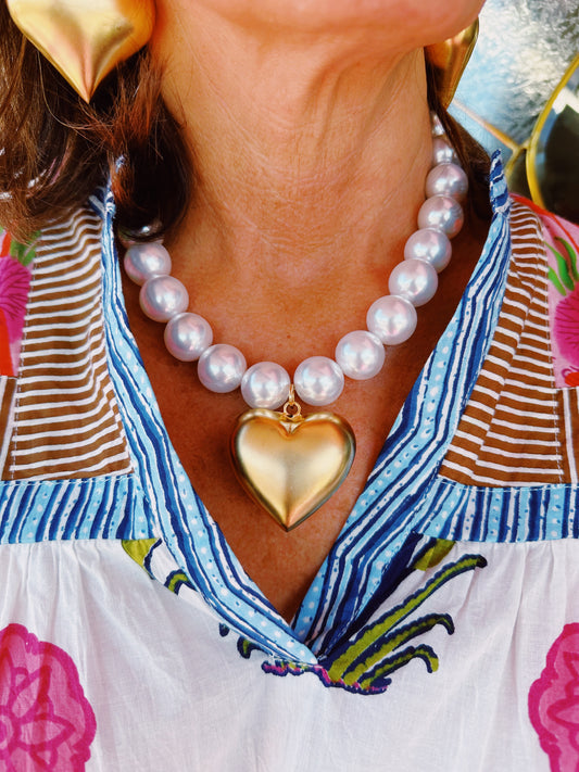 Big Pearl Heart Necklace