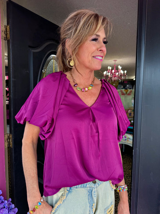 Plum Puff Sleeve Top