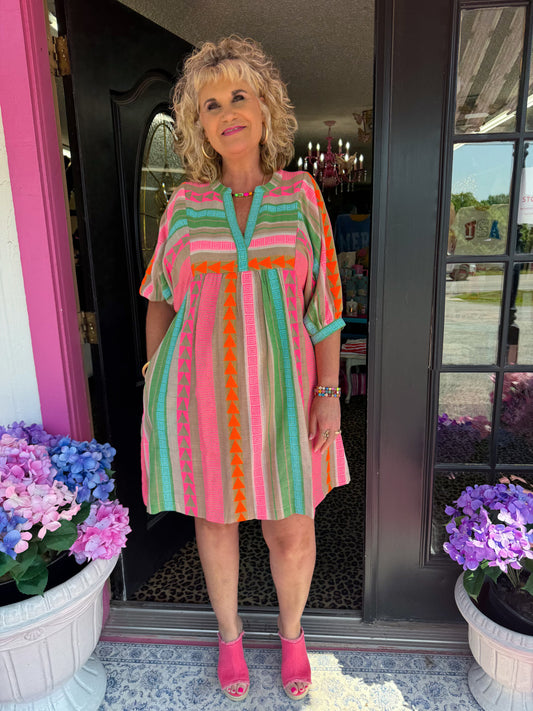 Multi Neon Global Dress