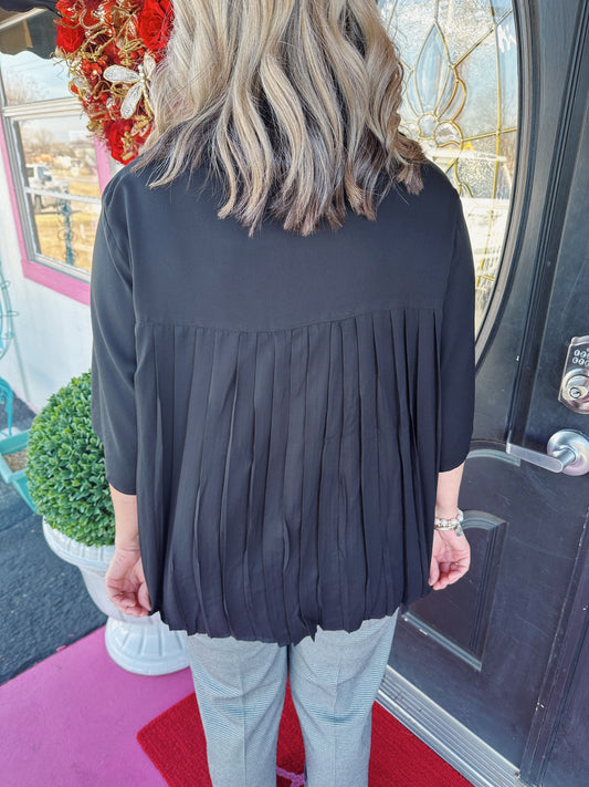 Black Pleated Back Jacelyn Top
