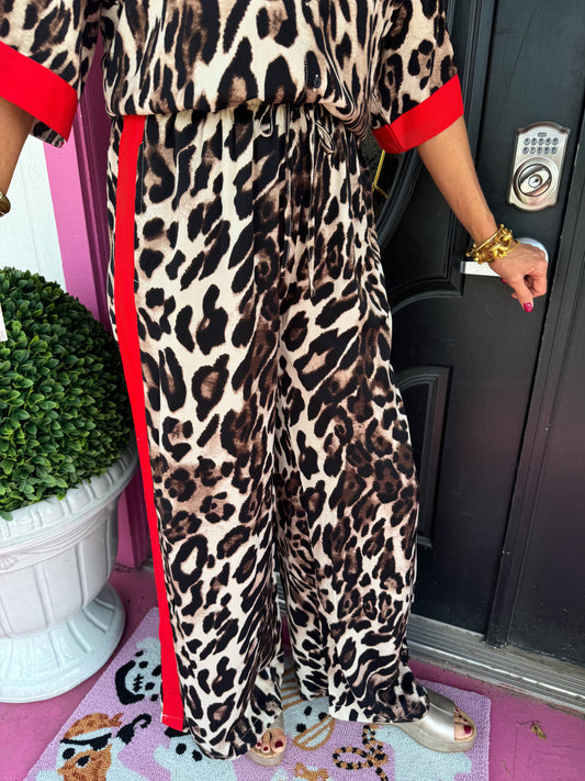 Leopard Red Stripe Pants