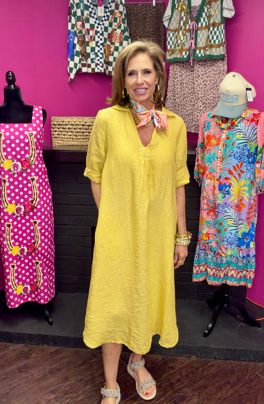 Citron V-Neck Collar Dress