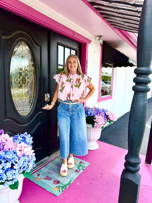 Denim Cropped Culottes