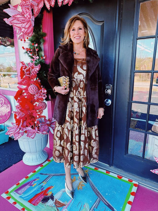 Chocolate Faux Fur/Suede Coat