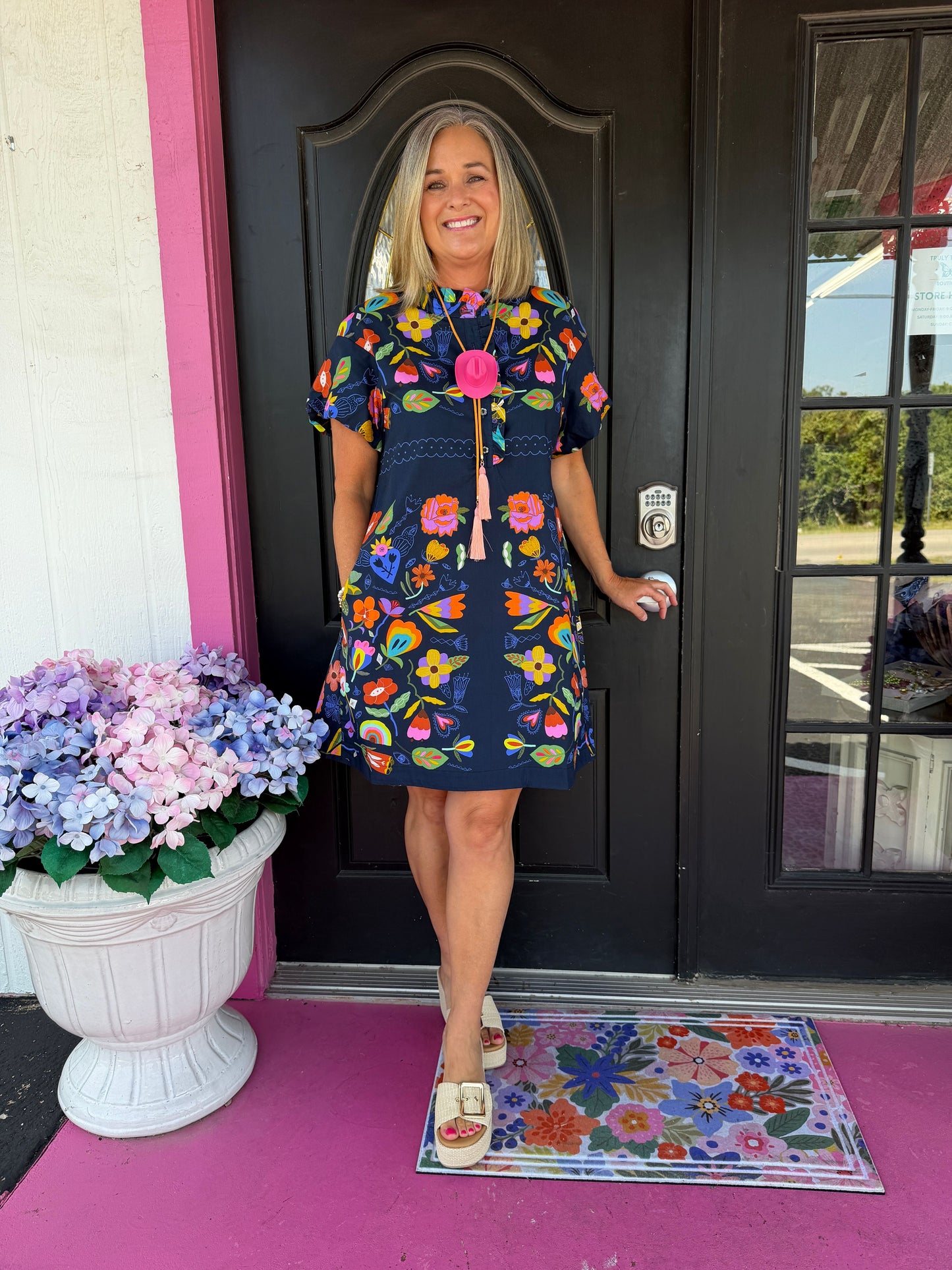 Navy Floral Carlota Dress
