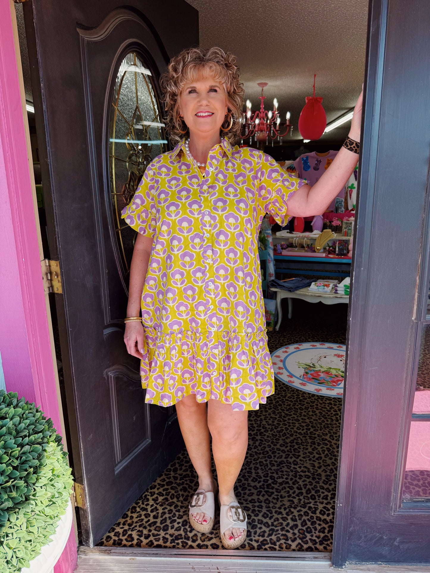 Lime Shift into Ruffles Dress