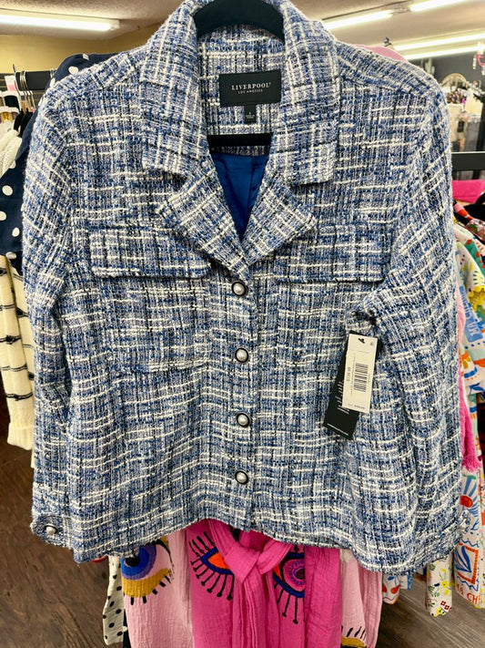 Blue Tweed Pearl Button Jacket