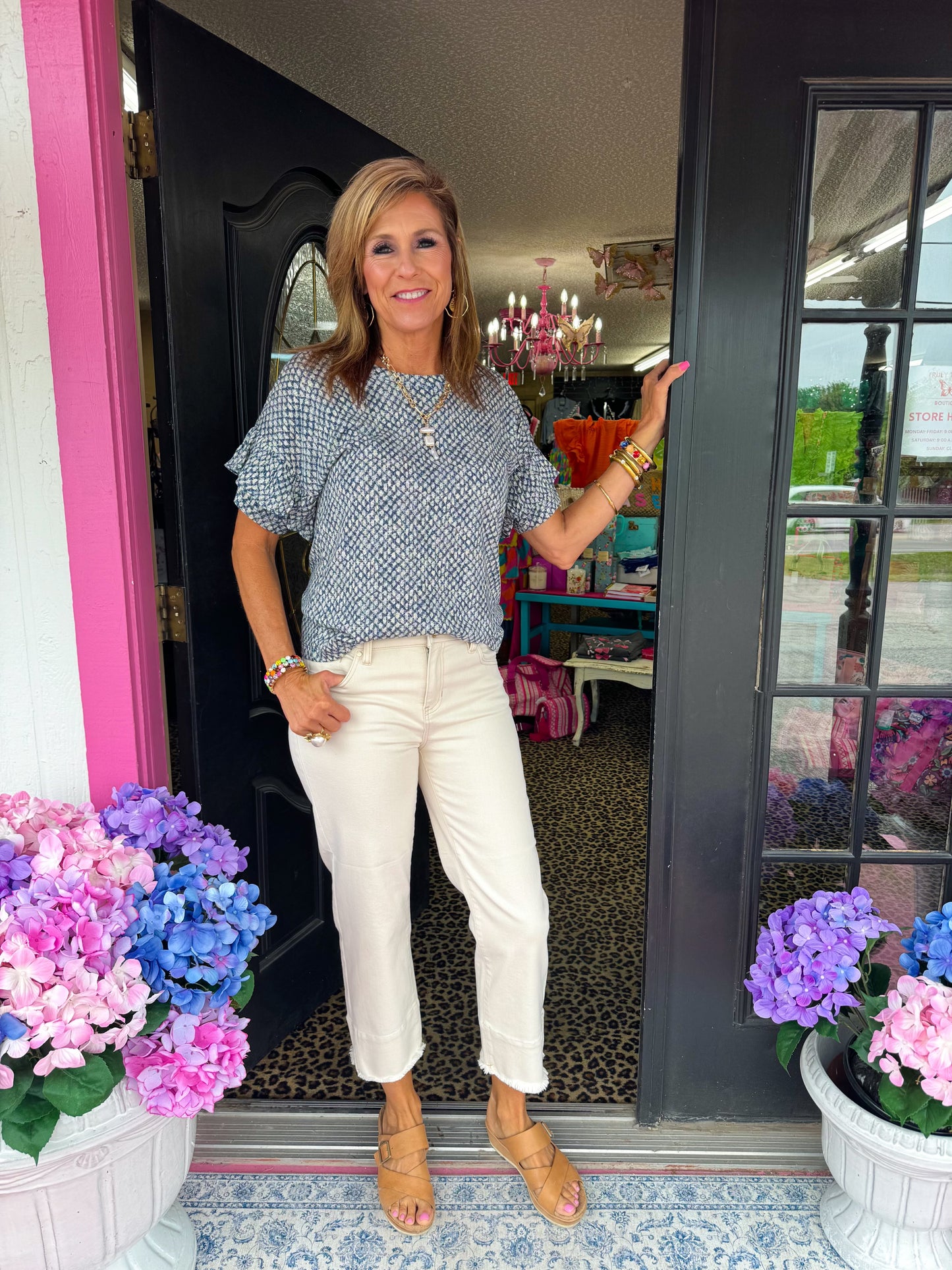 Navy Dots 1/2 Sleeve Top