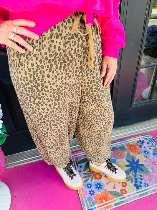 Mocha Animal Terry Knit Pant