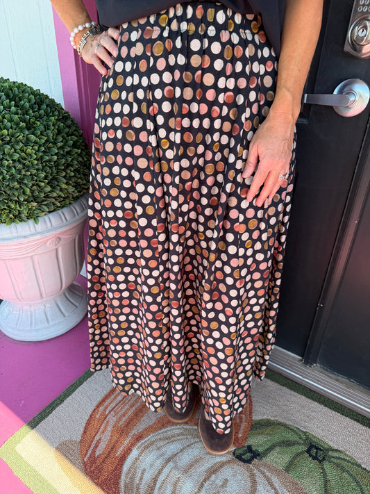 Black Mix Dot Print Skirt