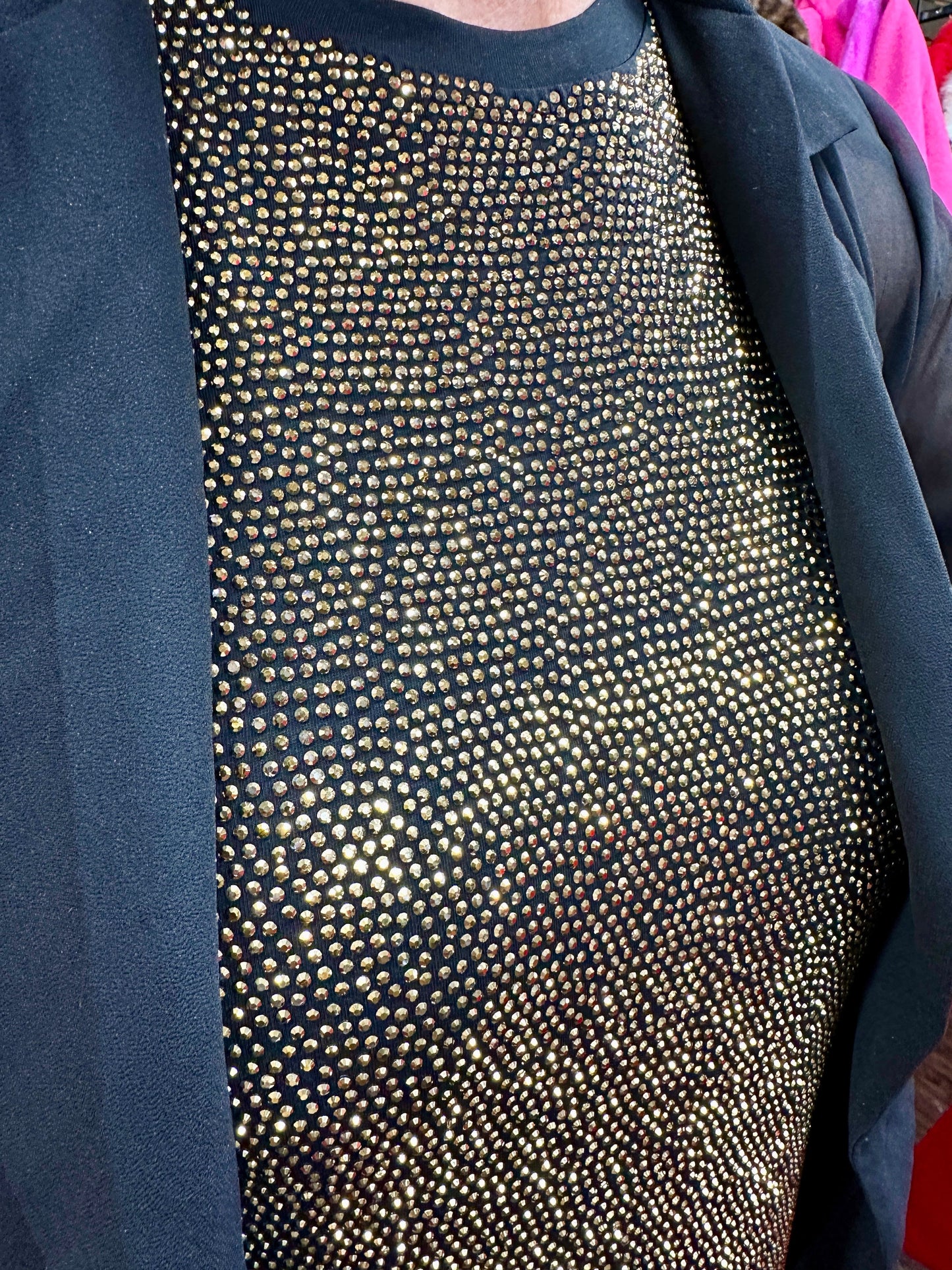 Black/Gold Full Rhinestone Dress