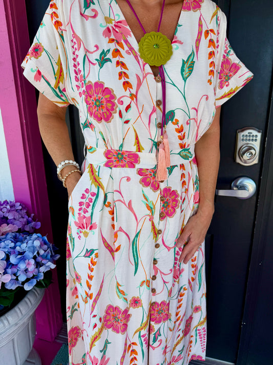 SS Cream Floral Dress