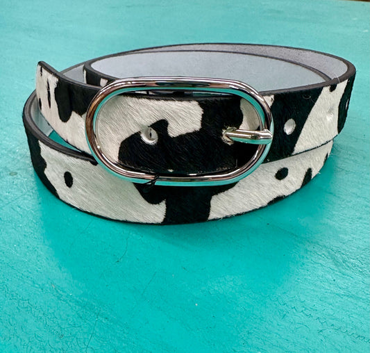 Thin Black Cowhide Belt