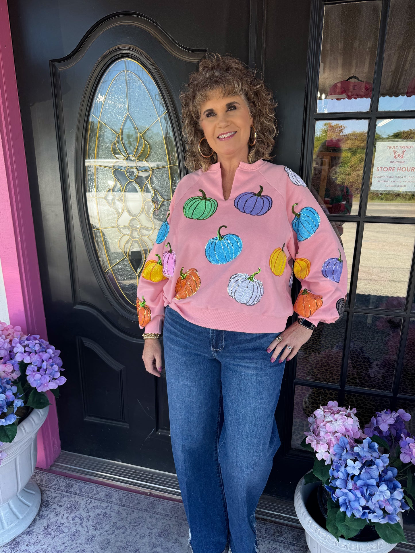 Pink Multi Pumpkin Sweatshirt