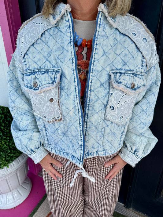 Denim Jacket w/Lace Detail