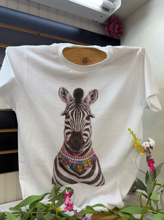 Zebra Rhinestone Collar Tee