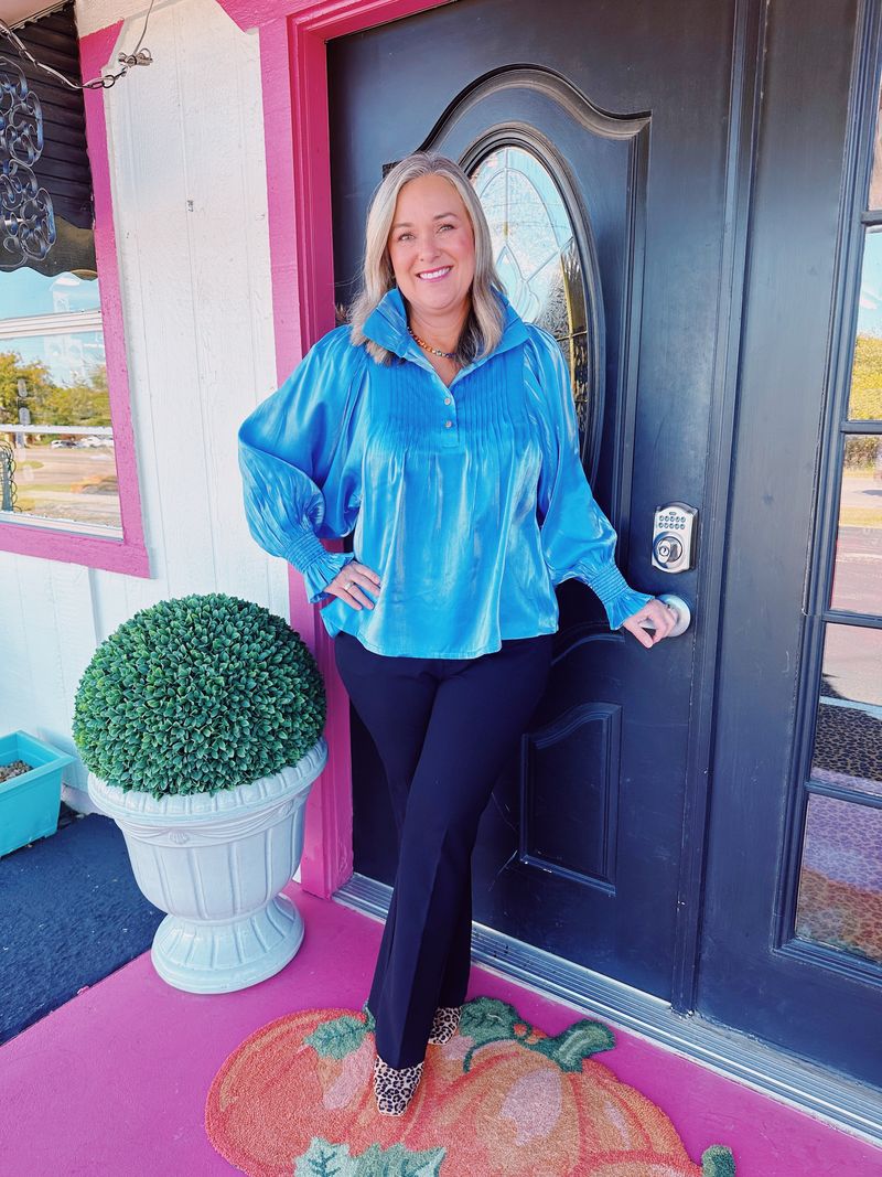 Charlotte Metallic Sapphire Top