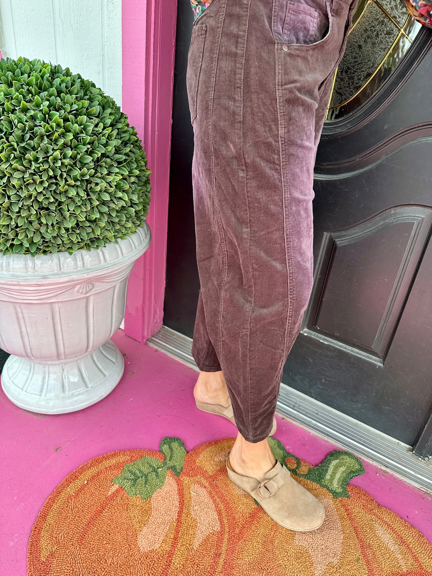 Chocolate Wine Cord Barrel Pants