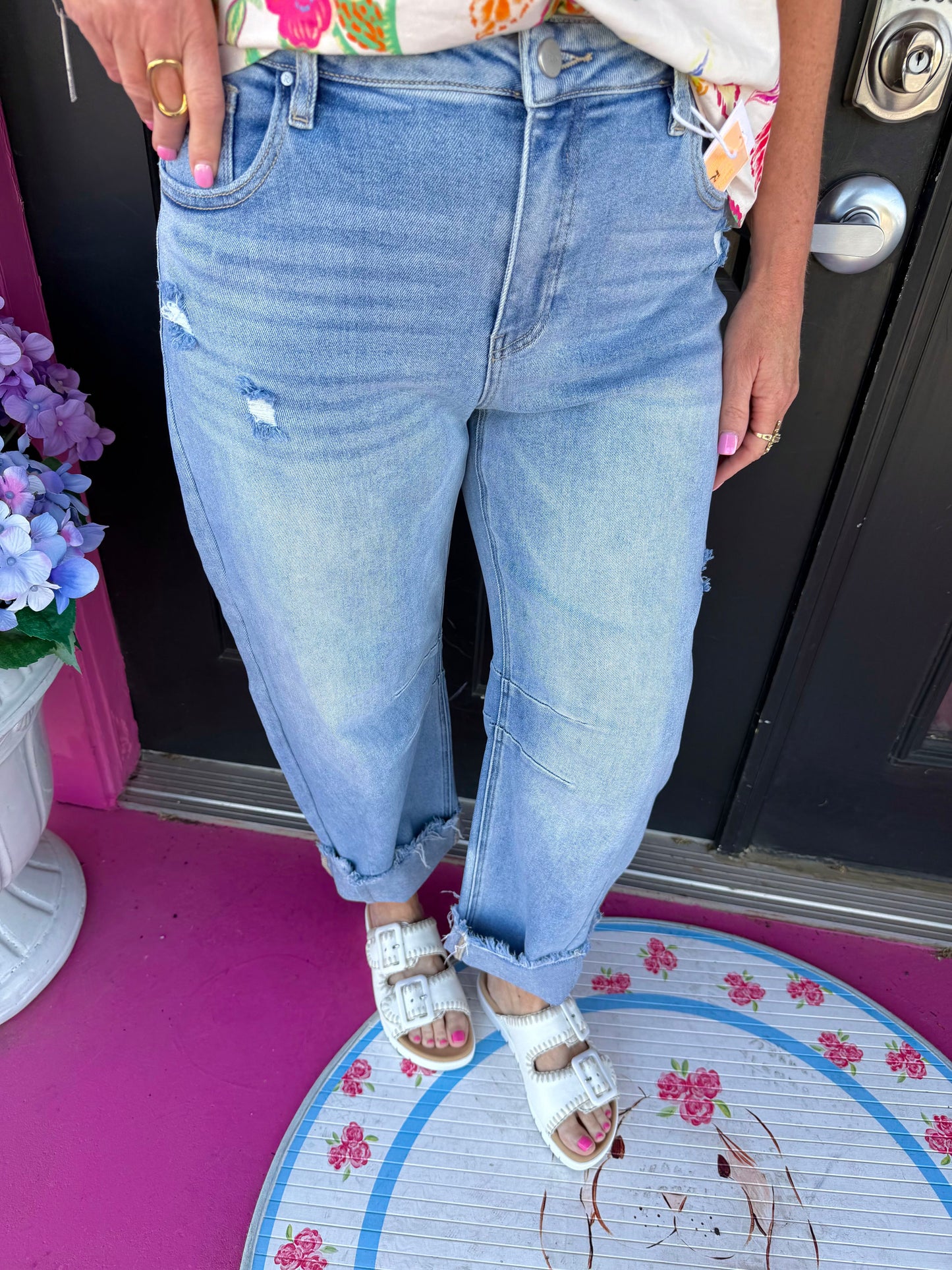 Light Denim Slouchy Crop Barrel