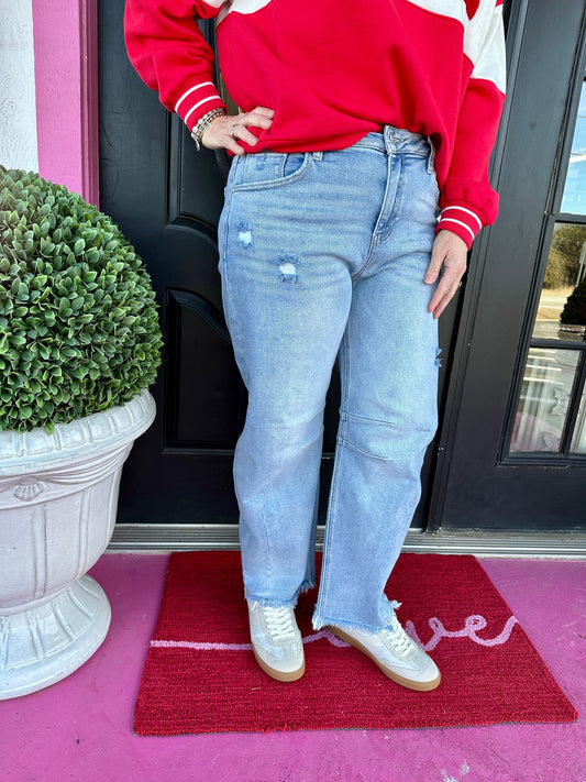 Light Denim Slouchy Crop Barrel