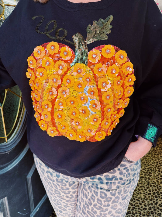 Black Flower Sequin Pumpkin SS